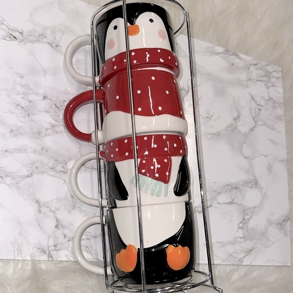 4 mug set Christmas penguins - Picture 3 of 5